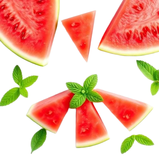 Fresh watermelon wedges and mint leaves