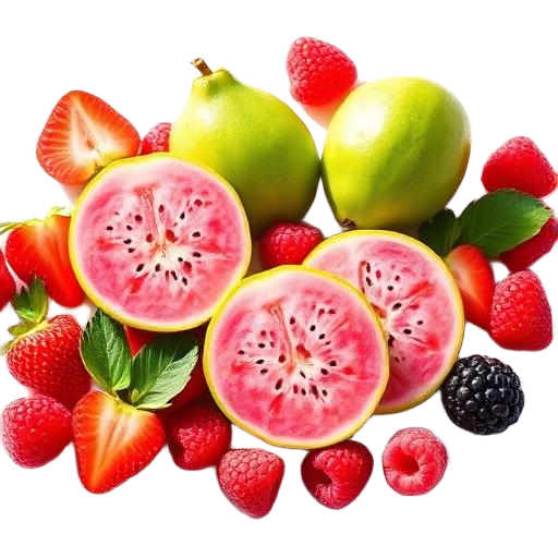 Fresh guava slices and summer berries