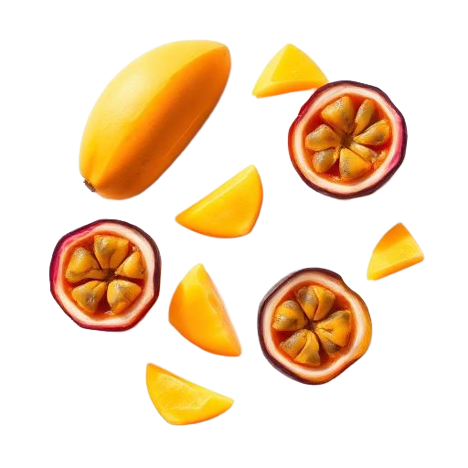 Fresh mango slices and passionfruit